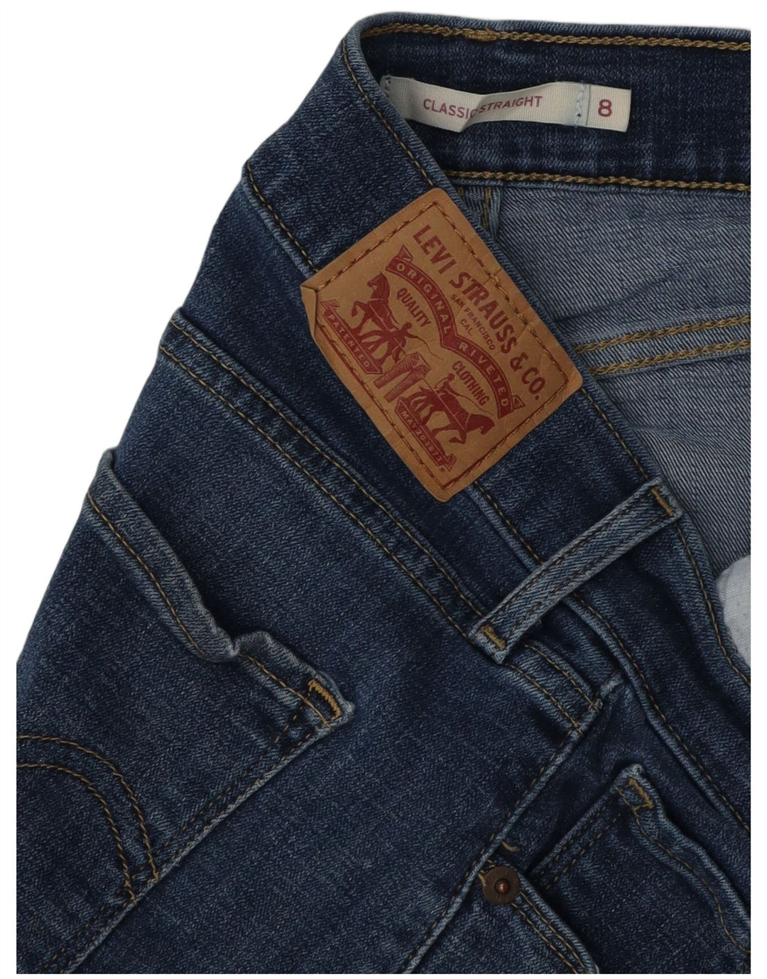Levi's Womens Classic Distressed Straight Jeans US 8 Medium W28 L29 Blue