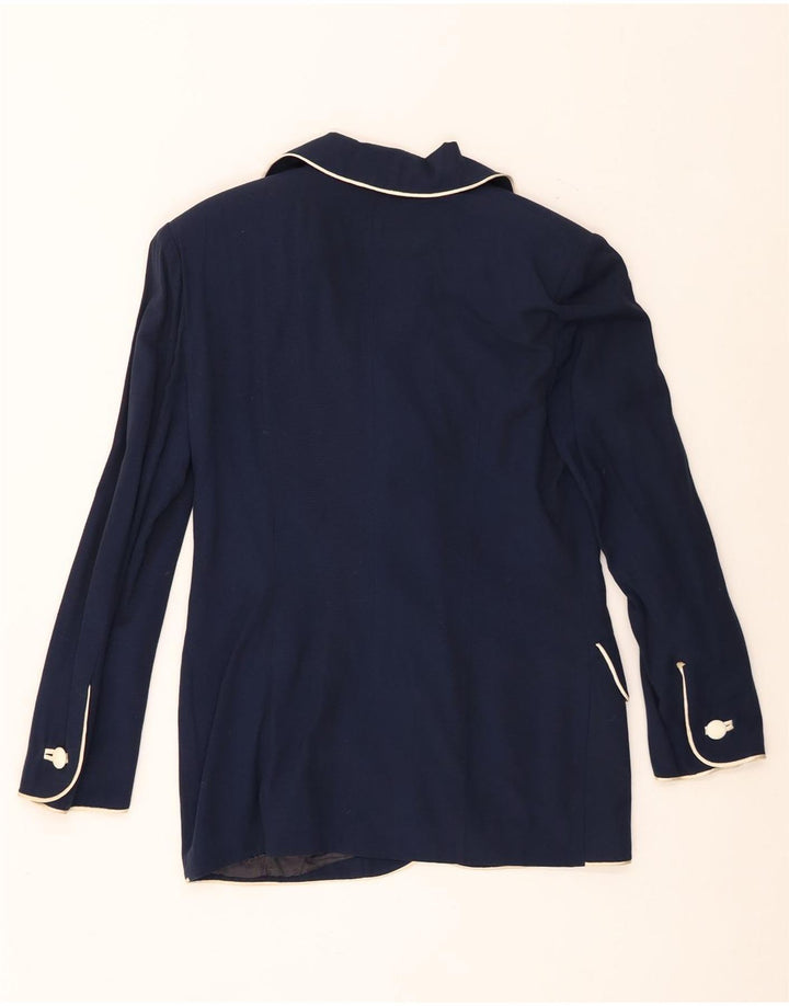 vintage Femme 4 Bouton Blazer Veste UK 12 Bleu Marine Moyen