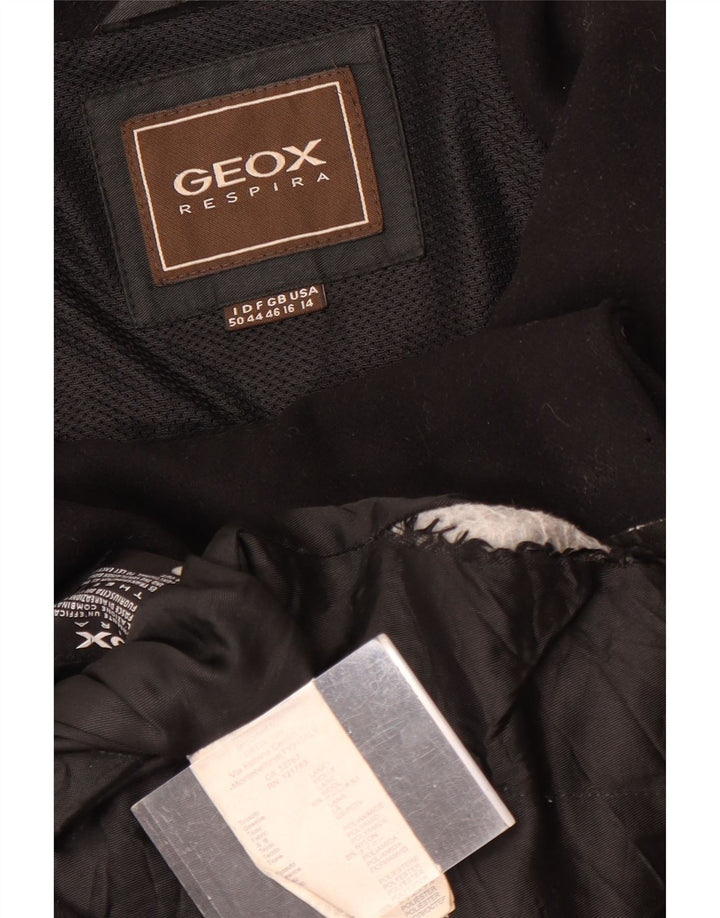 GEOX Womens Respira Overcoat UK 16 Large Black Wool
