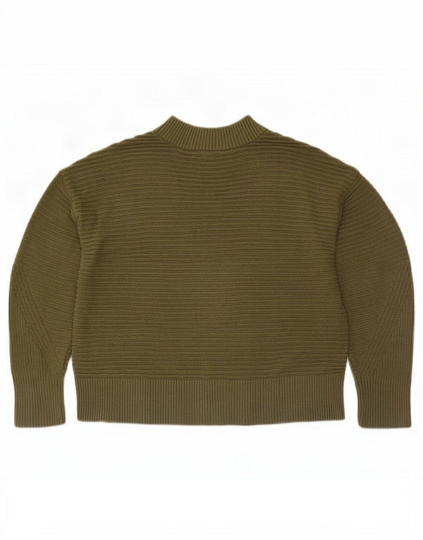 Warehouse Womens Turtle Neck Jumper Sweater UK 12 Medium Khaki Striped