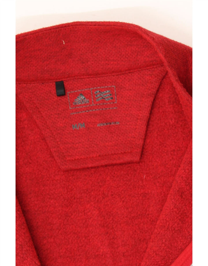 ADIDAS Mens Zip Neck Sweatshirt Jumper Medium Red Polyester Vintage Adidas and Second-Hand Adidas from Messina Hembry 