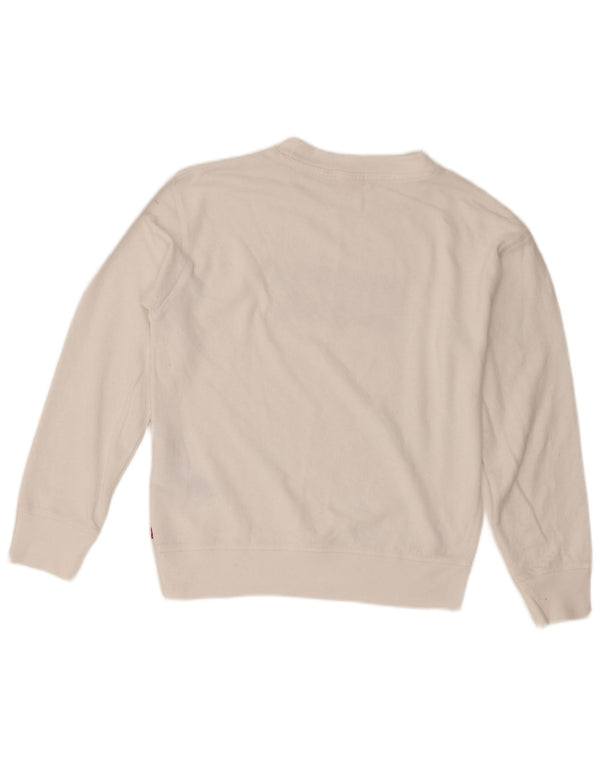 Levi's Womens Graphic Oversized Sweatshirt Jumper UK 6 XS White Cotton