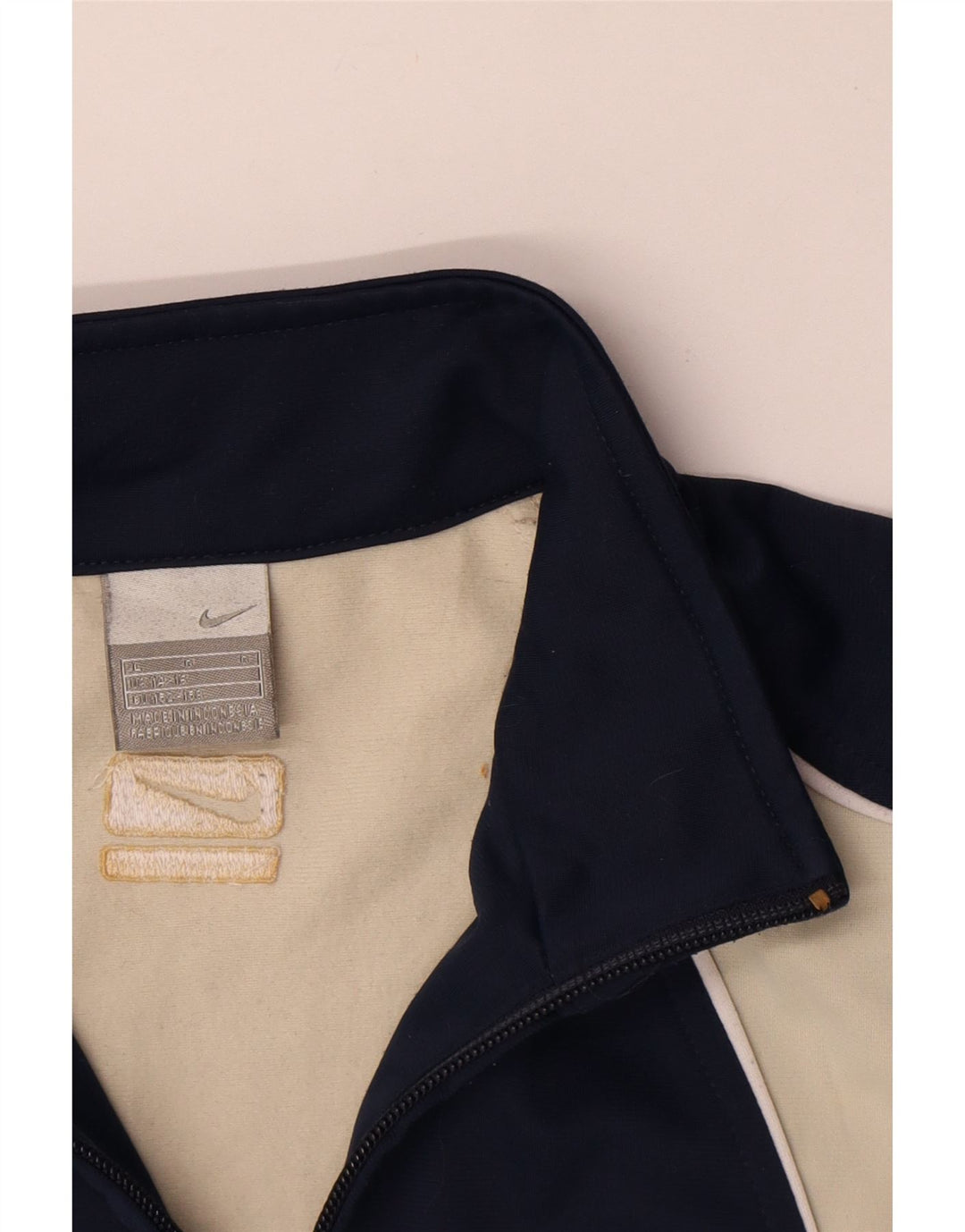 Nike Boys Tracksuit Top Jacket 12-13 Years Large Beige Colourblock