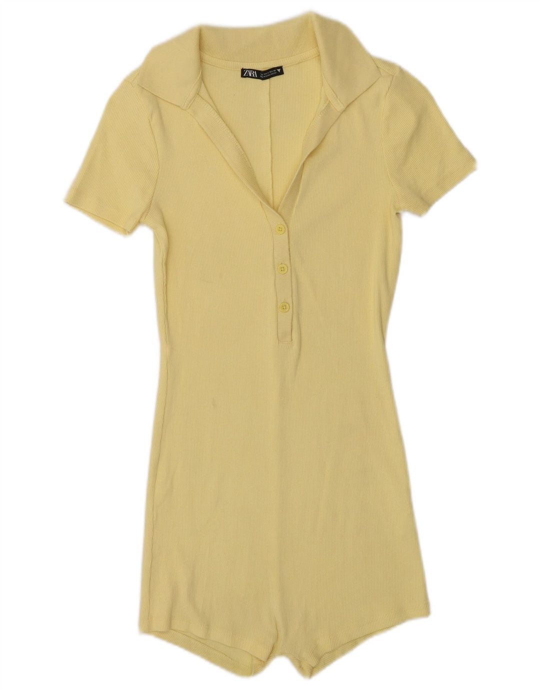 Zara Womens Short Sleeve Playsuit UK 8 Small  Yellow