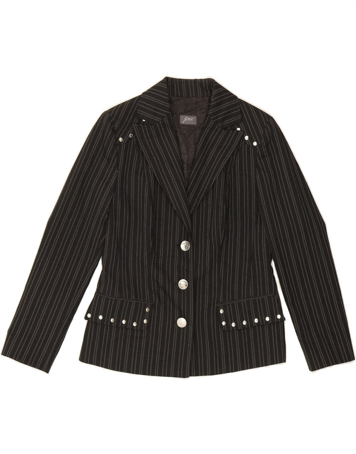 GATTINONI Womens 3 Button Blazer Jacket IT 42 Medium Black Pinstripe Vintage Gattinoni and Second-Hand Gattinoni from Messina Hembry 