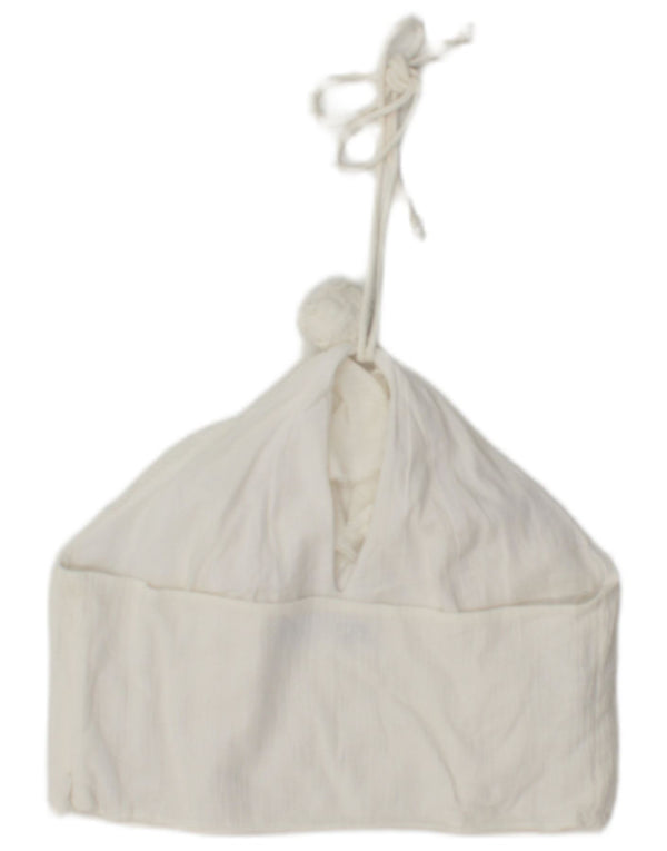 Zara Womens Halter Top UK 12 Medium White Cotton