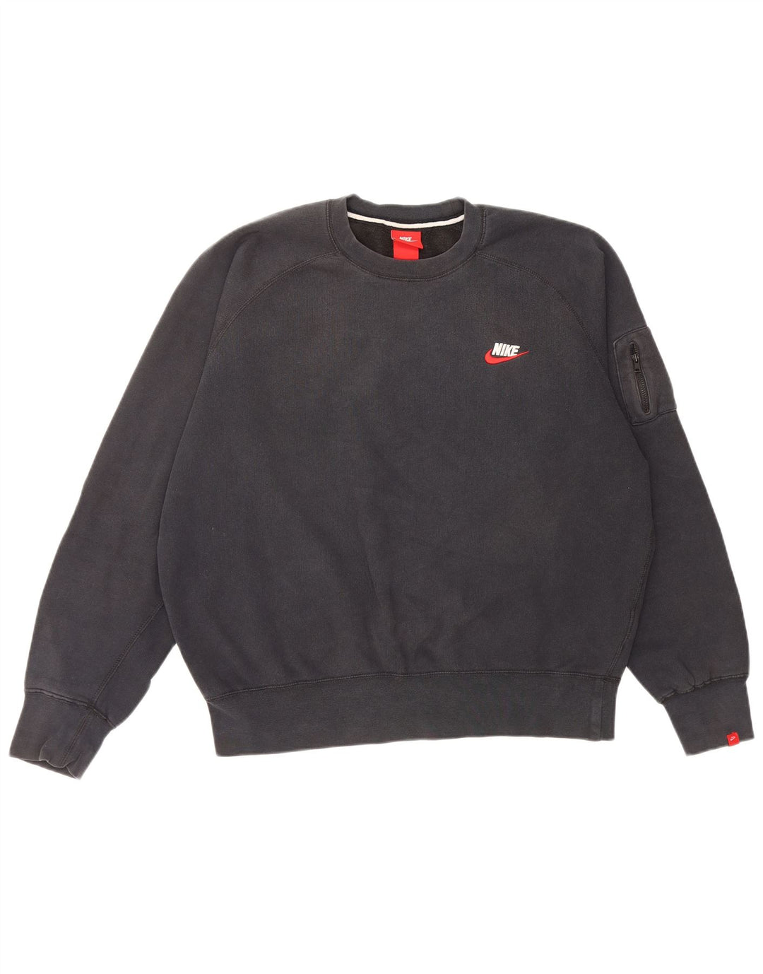 NIKE Womens Oversized Sweatshirt Jumper UK 16 Large Navy Blue Cotton