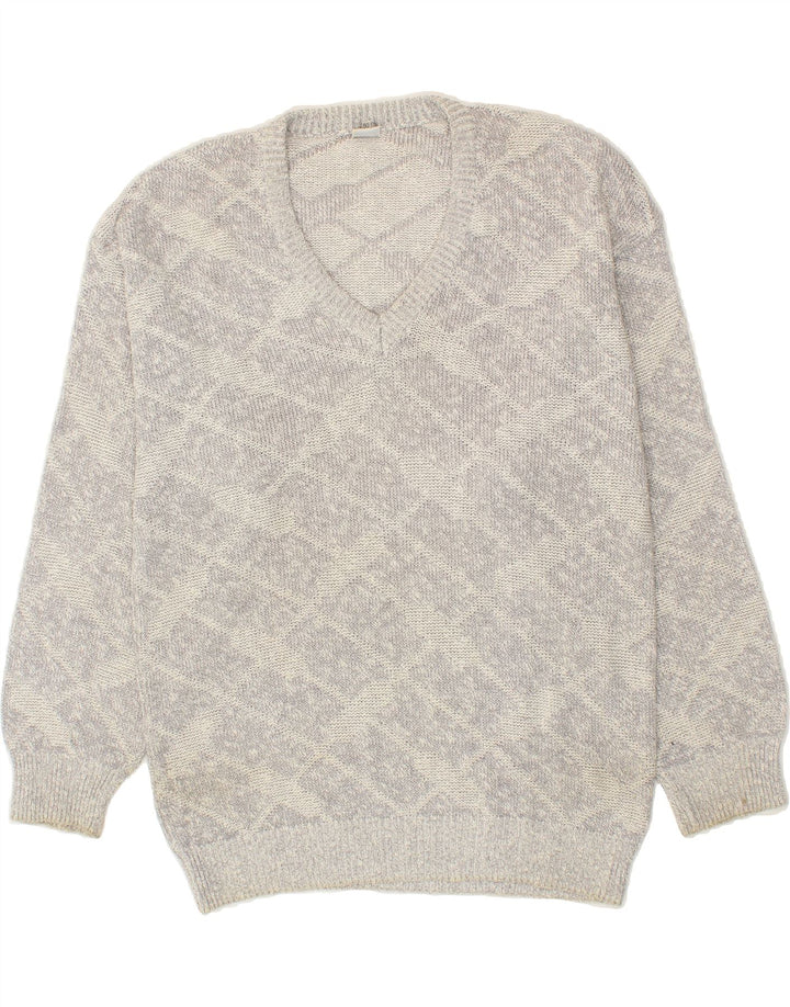 VINTAGE Mens V-Neck Jumper Sweater IT 50 Medium Grey Vintage Vintage and Second-Hand Vintage from Messina Hembry 