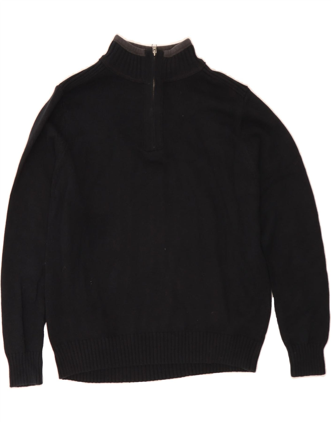 DOCKERS Mens Zip Neck Jumper Sweater Medium Navy Blue Cotton Vintage Dockers and Second-Hand Dockers from Messina Hembry 