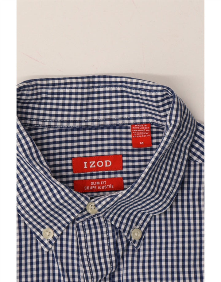 IZOD Mens Slim Fit Shirt Medium Blue Gingham Cotton Vintage Izod and Second-Hand Izod from Messina Hembry 
