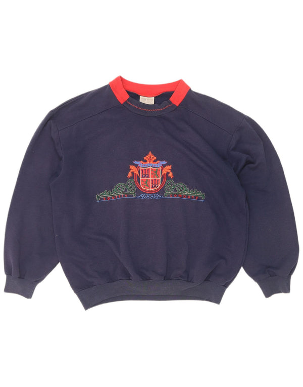 John Peter Dame Sweatshirt Jumper UK 16 Large Navy Blue Colourblock