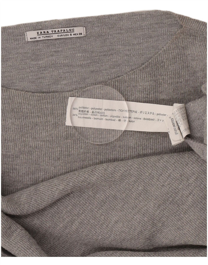 Top Zara Trafaluc da donna oversize a maniche lunghe UK 10 piccolo poliestere grigio