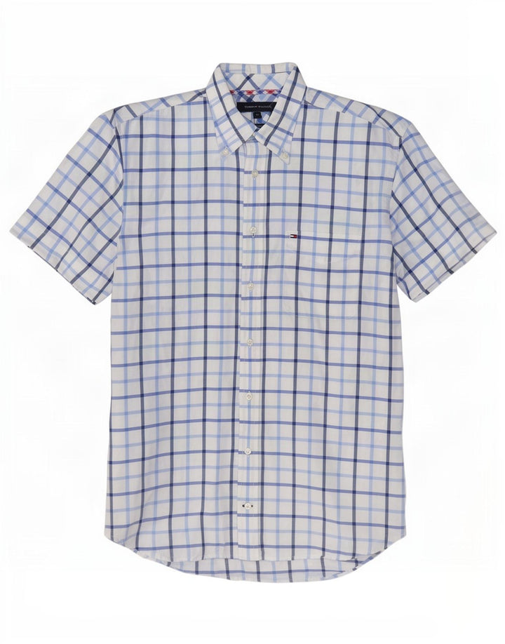 Tommy Hilfiger Chemise à manches courtes homme en coton à carreaux blanc moyen