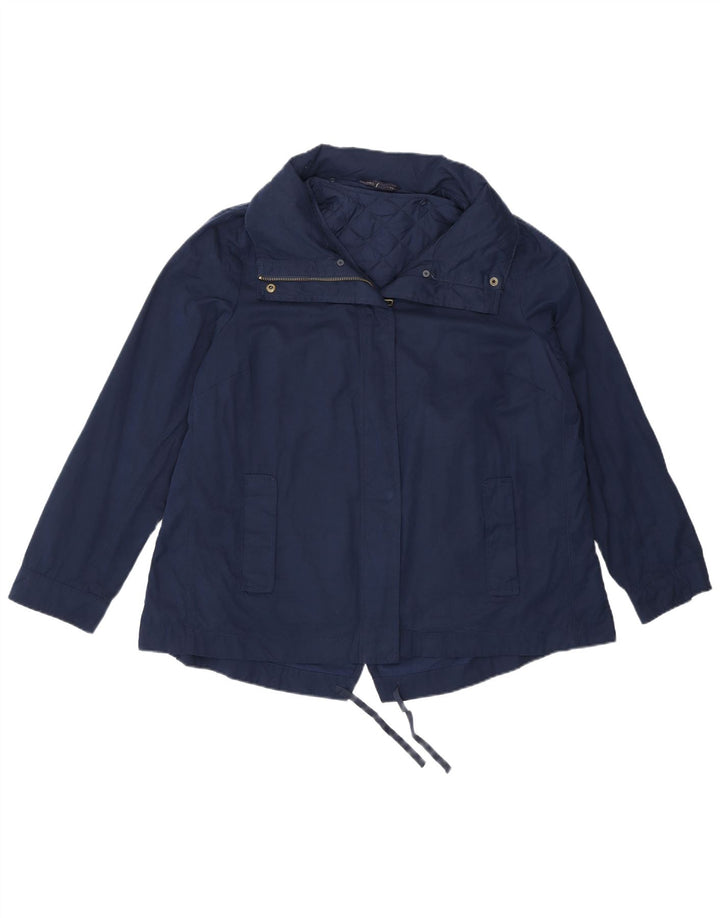 Marks & Spencer Γυναικείο μπουφάν βροχής με κουκούλα UK 14 Medium Navy Blue Polyester