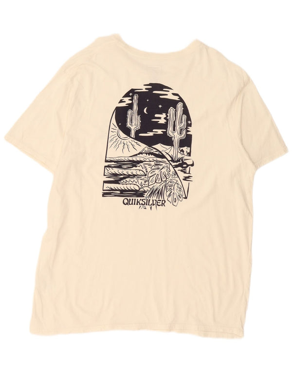 T-shirt grafica da uomo con vestibilità regolare Quiksilver 2XL in cotone bianco sporco