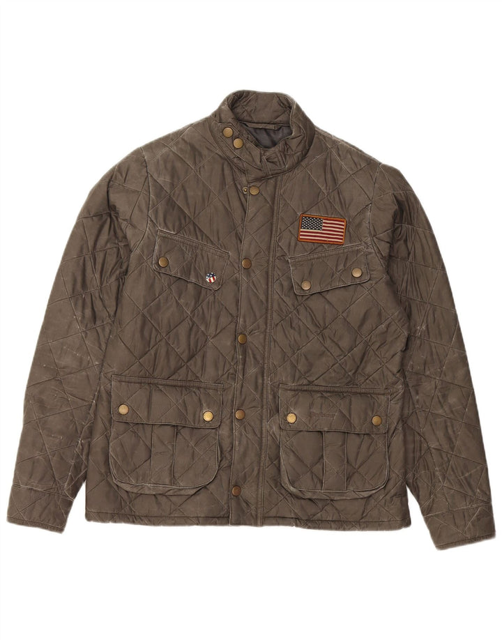 Barbour Boys Quilted Jacket 12-13 Years XL Khaki Polyamide
