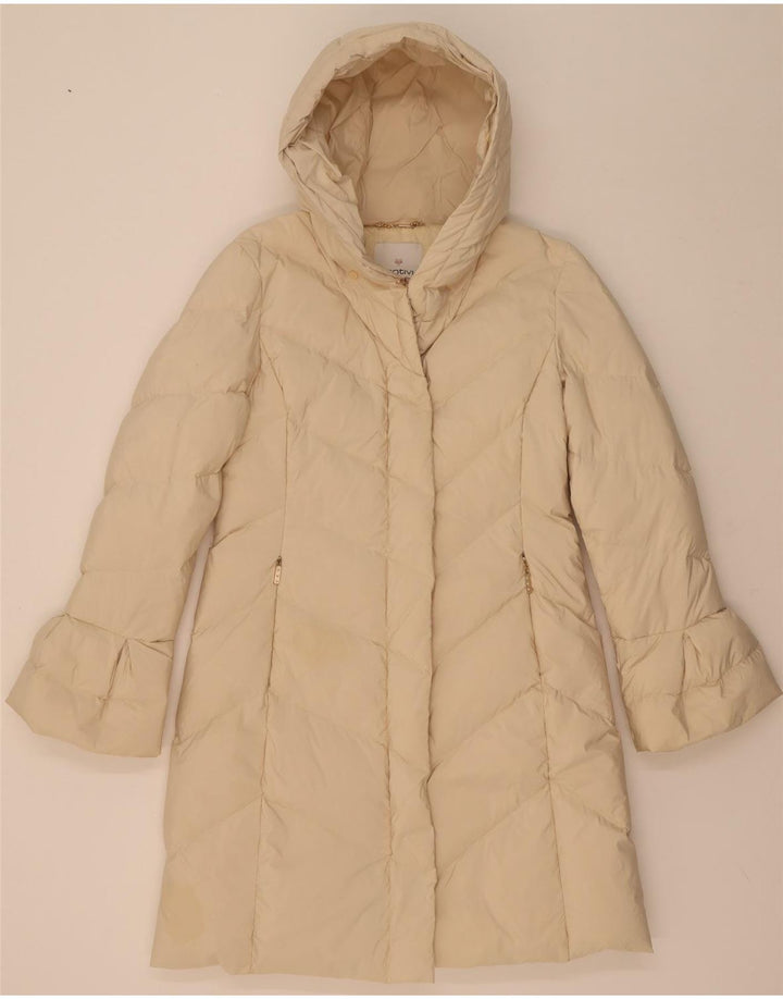 MOTIVI Womens Hooded Padded Coat UK 12 Medium Beige Polyester