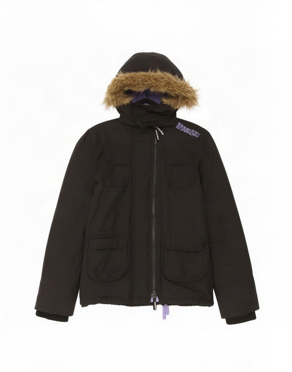 Giacca a vento con cappuccio da donna Superdry The Windcheater UK 10 Small Nera