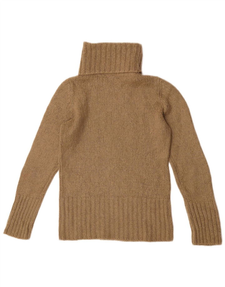 Massimo Dutti Dame Roll Neck Jumper Sweater UK 12 Medium Beige Akryl