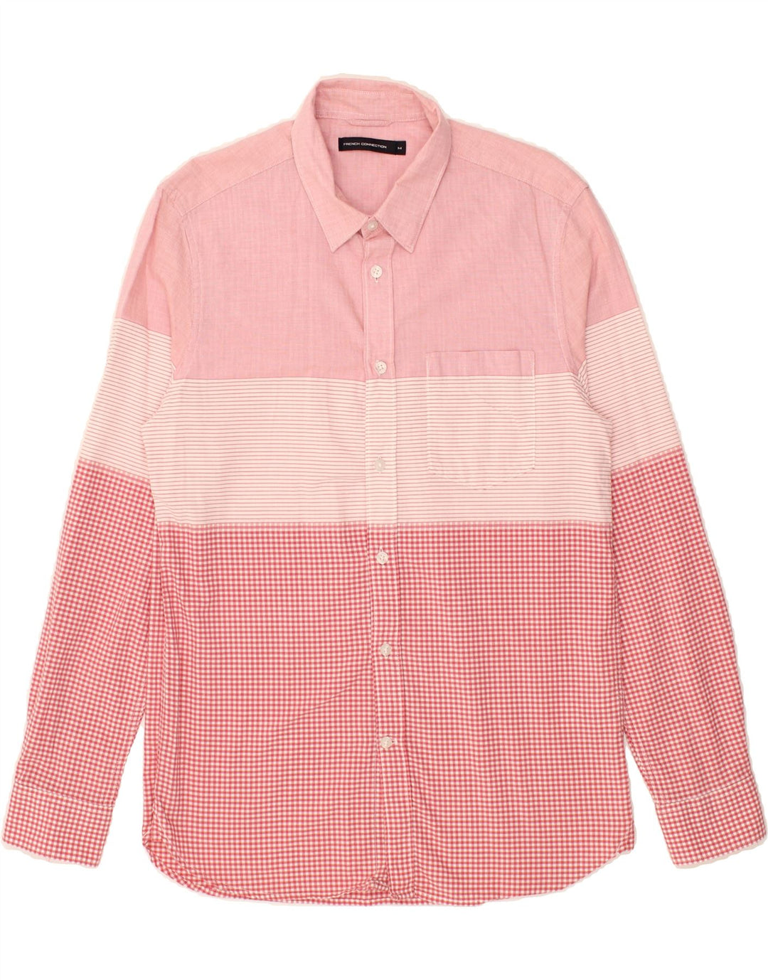 FRENCH CONNECTION Mens Shirt Medium Pink Colourblock Cotton Vintage French Connection and Second-Hand French Connection from Messina Hembry 