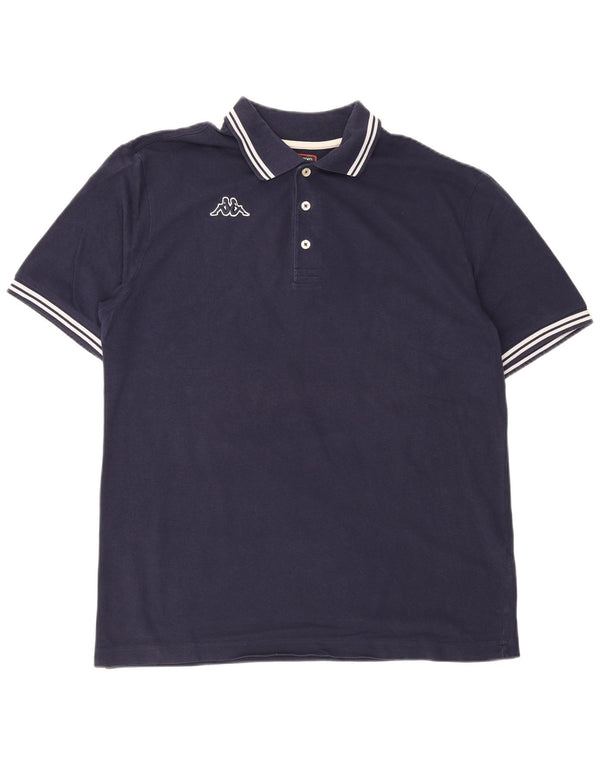Polo Kappa da uomo XL in cotone a righe blu navy