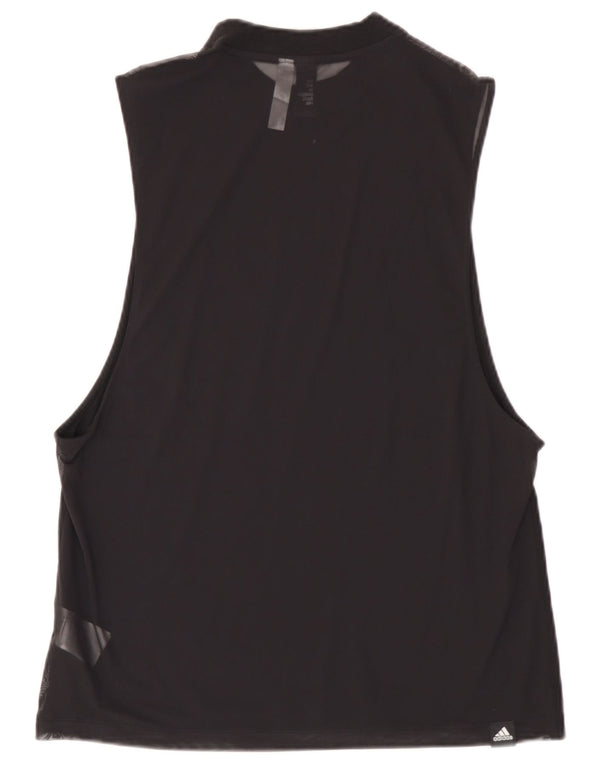 Adidas Dame Grafisk Vest Top UK 12/14 Medium Sort Bomuld