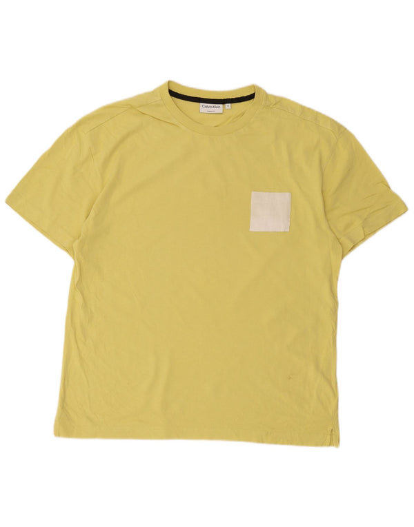 Calvin Klein Herre Comfort Fit Grafisk T-shirt Top Medium Gul Bomuld