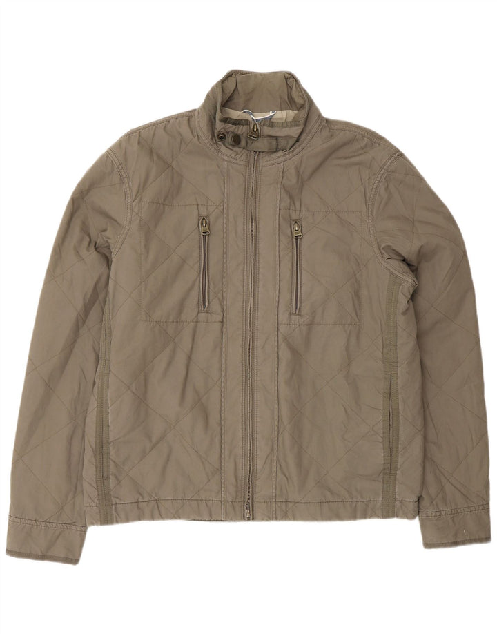 Marks & Spencer Mens Bomber Jacket UK 38 Medium Khaki Cotton