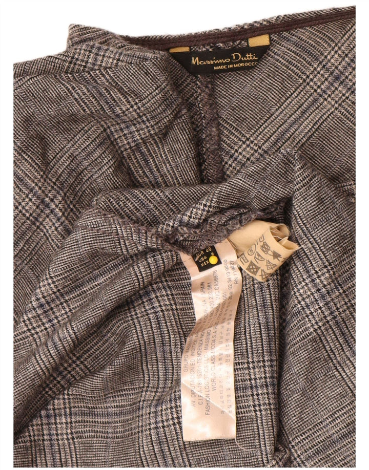 Massimo Dutti Womens A-Line Dress EU 40 Medium Grey Houndstooth Wool