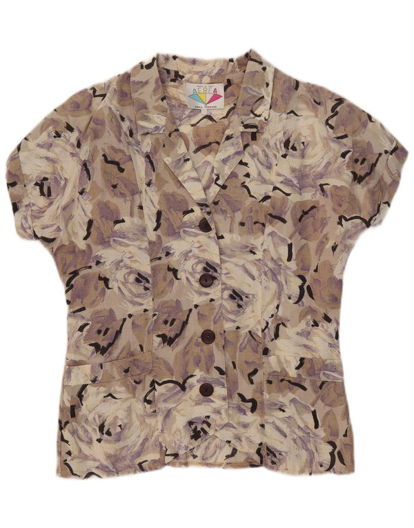 Bluză cămașă cu mânecă scurtă pentru femei Vintage IT 42 Medium Multicolor Floral