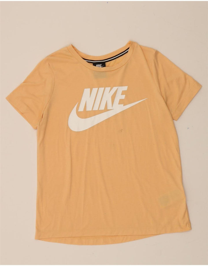 NIKE Womens Graphic T-Shirt Top UK 14 Medium Orange Polyester Vintage Nike and Second-Hand Nike from Messina Hembry 
