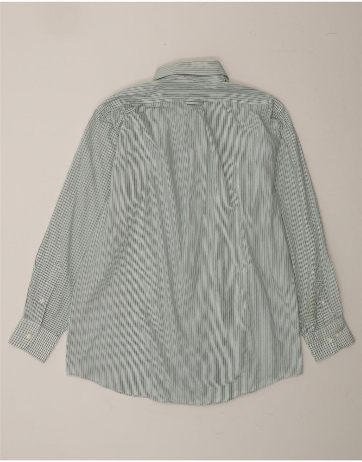 IZOD Mens Regular Fit Shirt Size 15 1/2 Medium Green Striped Cotton Vintage Izod and Second-Hand Izod from Messina Hembry 