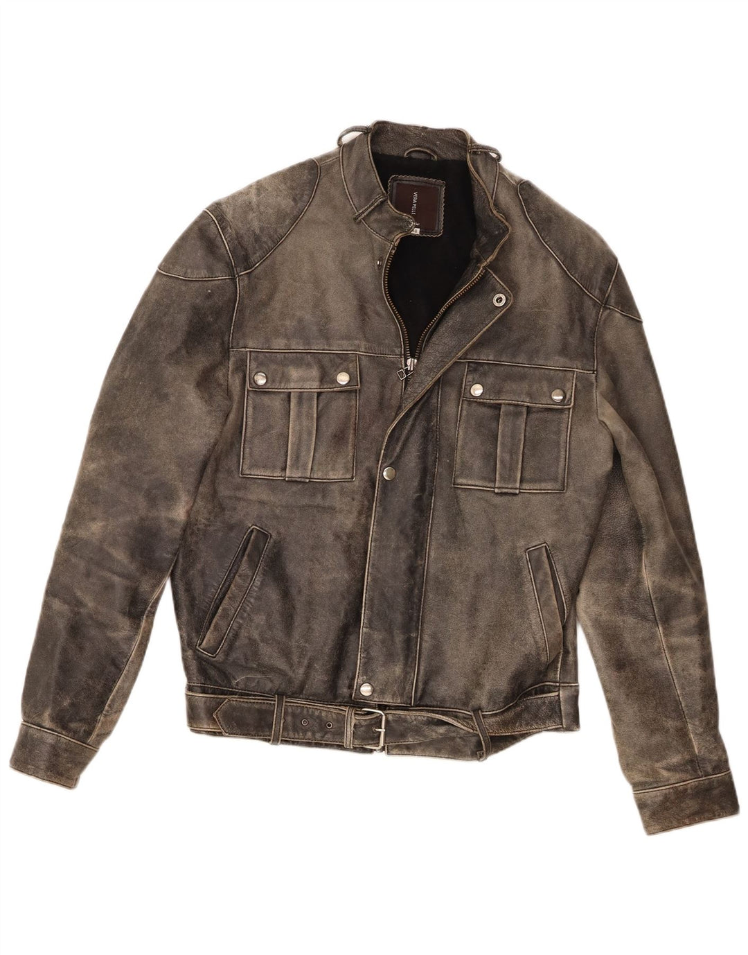 Giacca Racer in Pelle Uomo Conbipel IT 48 Grigio Medio