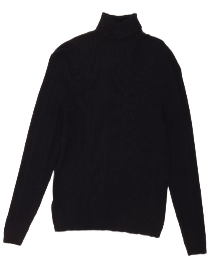 Marks & Spencer Womens Roll Neck Jumper Sweater UK 12 Medium Navy Blue