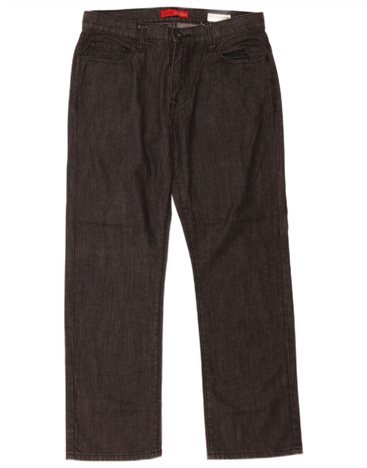 Guess Mens Straight Jeans W33 L30 Grey Cotton