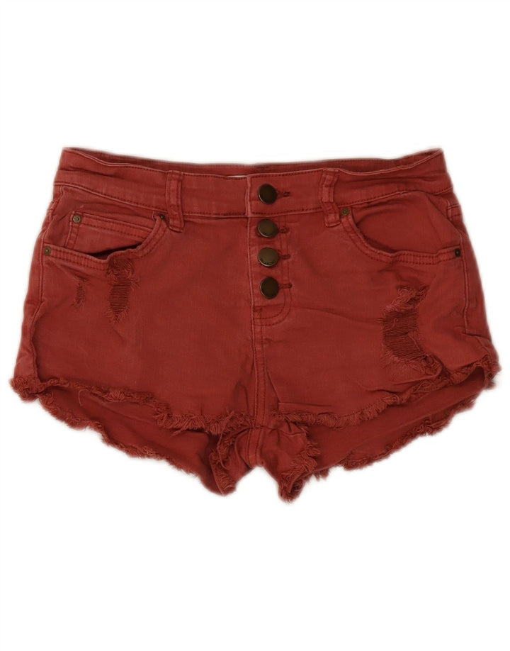 Pantaloncini di jeans invecchiati Billabong da donna W26 piccoli in cotone rosso