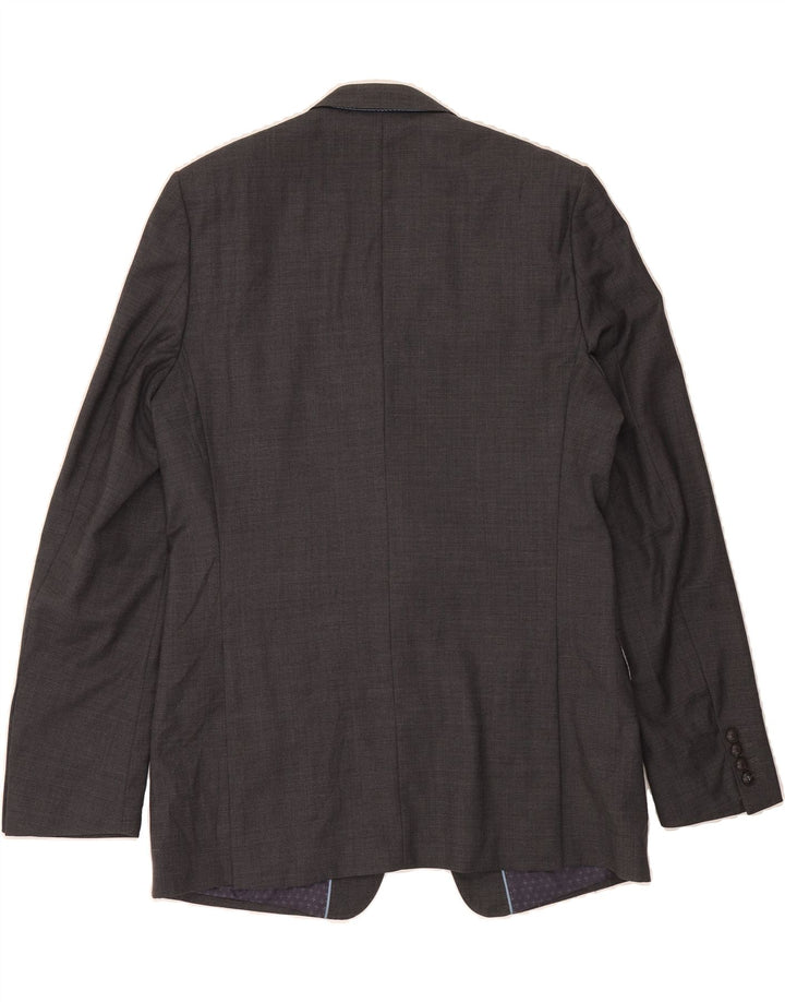 MARKS & SPENCER Mens Slim 2 Button Blazer Jacket IT 52 XL Grey Wool Vintage Marks & Spencer and Second-Hand Marks & Spencer from Messina Hembry 