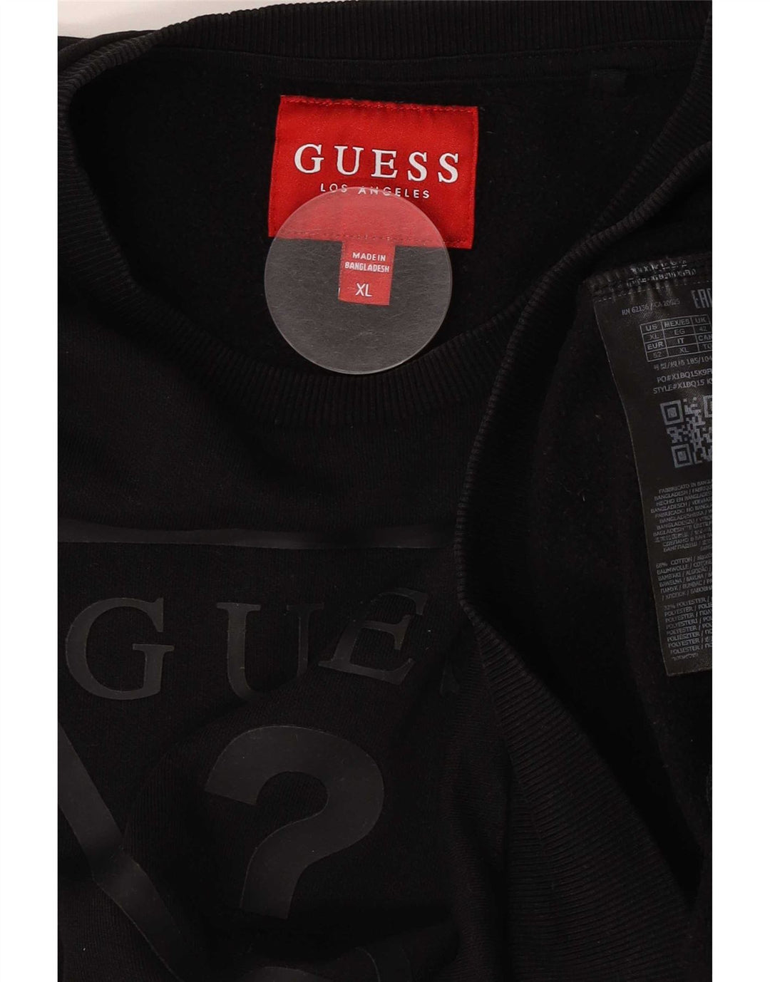 Guess Mens Graphic Sweatshirt Jumper XL Black Cotton