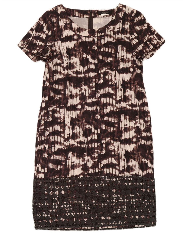 Max Mara Womens Abstract Pattern Shift Dress UK 12 Medium Burgundy