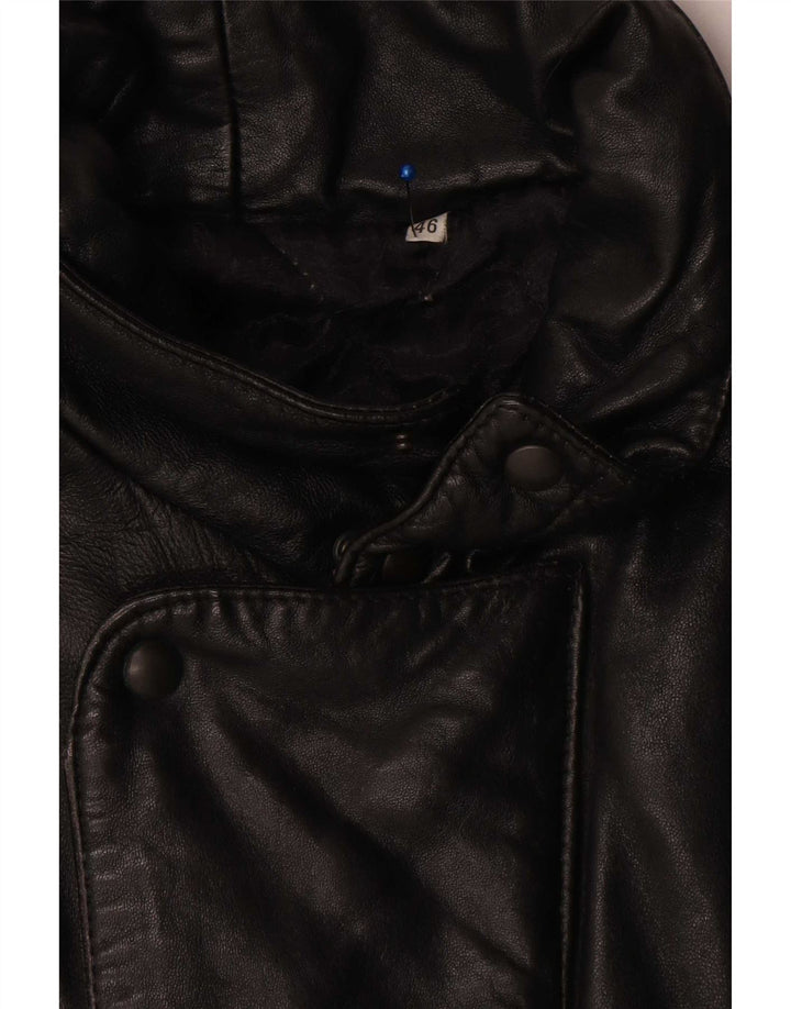 Vintage Mens Bomber Leather Jacket UK 46 3XL Black Leather