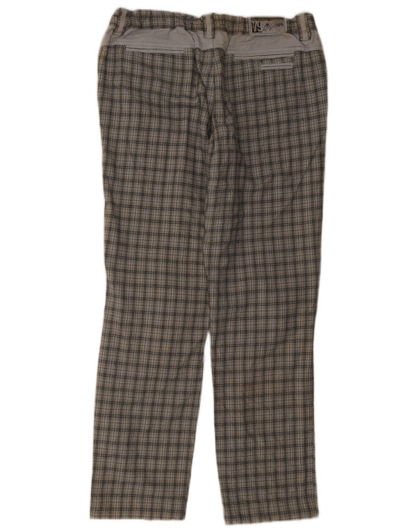 Think Pink Mens Straight Chino Trousers Large W36 L32 Grey Check
