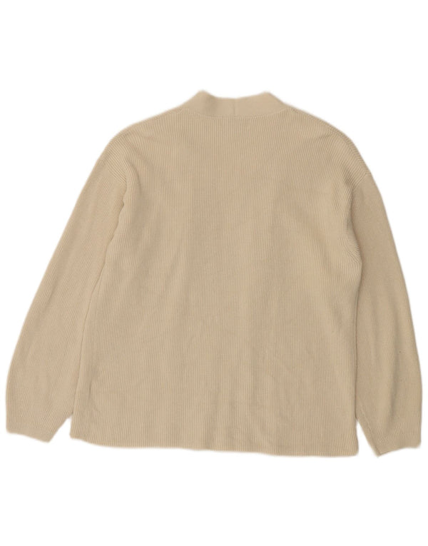 Marks & Spencer Womens Open Cardigan Sweater UK 14 Medium Off White Cotton