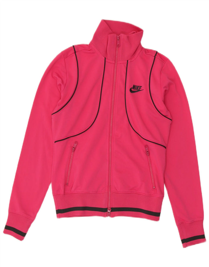 Nike Chaqueta de chándal para mujer UK 8/10 Small Pink Colourblock Poliéster