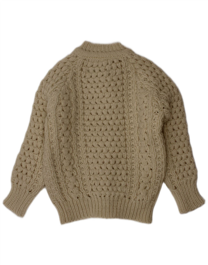Cladyknit Boys Cardigan Sweater 3-4 Years Beige Wool