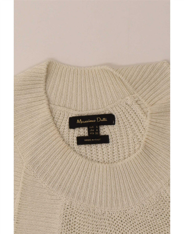 Massimo Dutti Womens Knit Halter Top UK 10 Small Off White