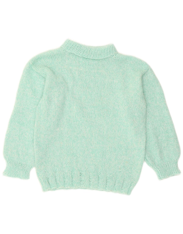 Vintage Womens Roll Neck Jumper Sweater UK 12 Medium Turquoise