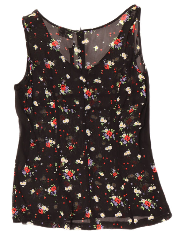 Oliver By Valentino Dame ærmeløs bluse Top IT 44 Medium Black Floral