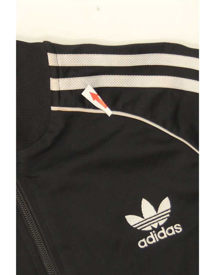 Adidas Boys Tracksuit Top Jacket 11-12 Years Black Polyester