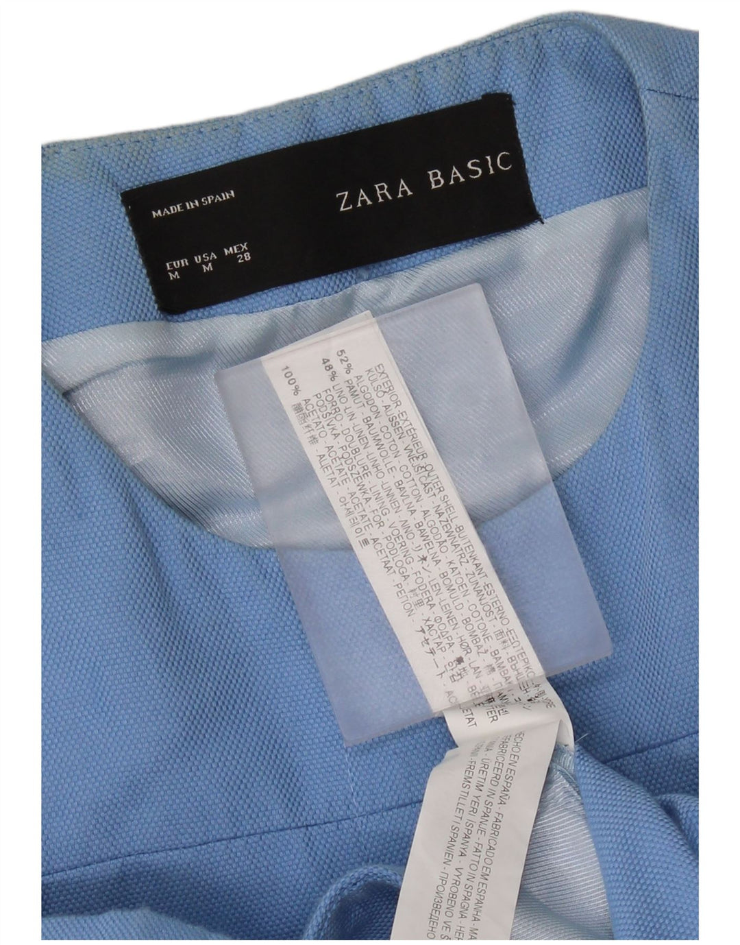Zara Womens Overcoat UK 12 Medium Blue Cotton