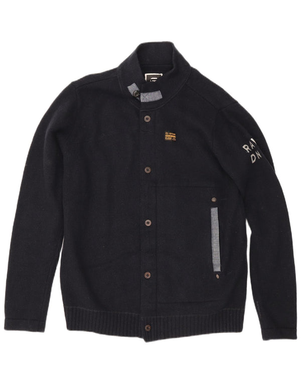 Maglione cardigan grafico da uomo G-Star XL blu navy in lana d'agnello
